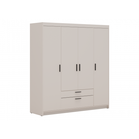 Szafa 4-drzwiowa z szufladami 176 cm garderoba TRINO beżowa